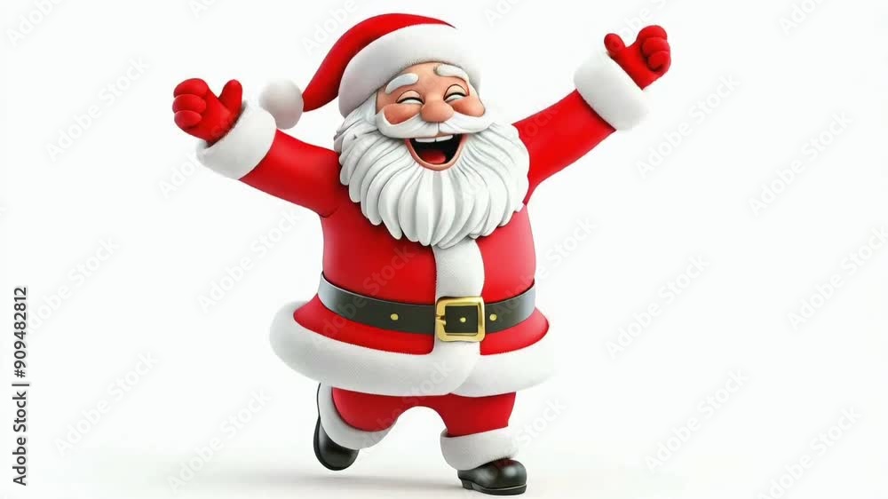 3D cartoon character Santa Claus Marry Christmas happy smile dancing have fun 3D cartoon character Santa Claus Marry Christmas happy smile dancing have fun