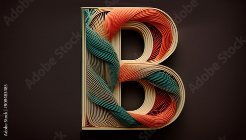 The letter B woven from delicate threads photo