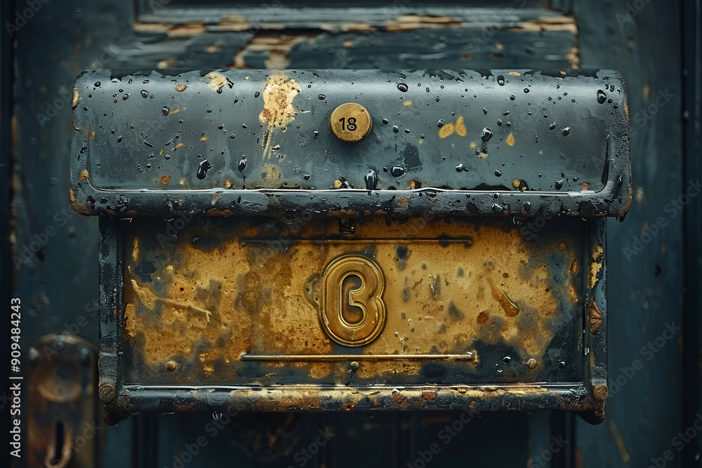Weathered mailbox with number 3, a nostalgic touch to any setting. Weathered mailbox with number 3, a nostalgic touch to any setting.