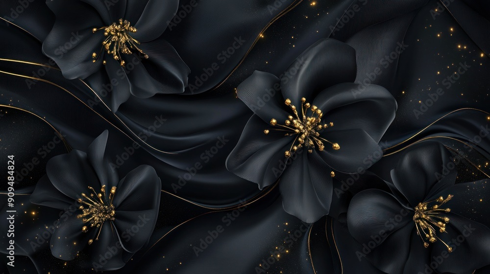 Black and Gold Floral Abstract Black and Gold Floral Abstract