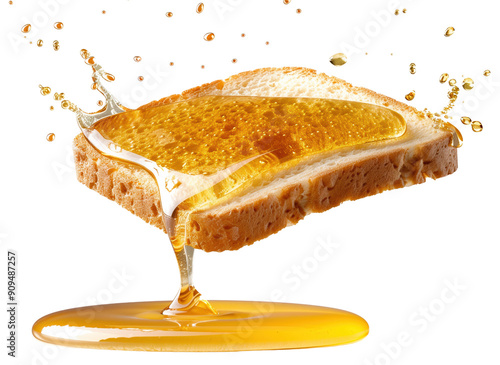 Freshly Toasted Bread with Honey Glaze Isolated on Transparent Background photo