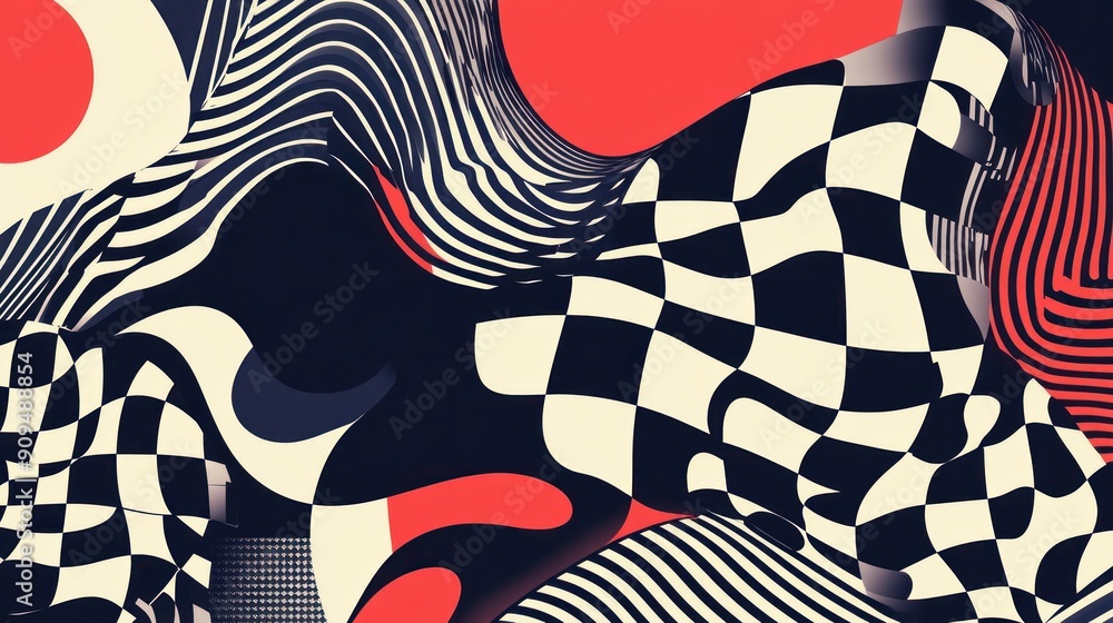 Abstract Checkerboard and Striped Design Abstract Checkerboard and Striped Design
