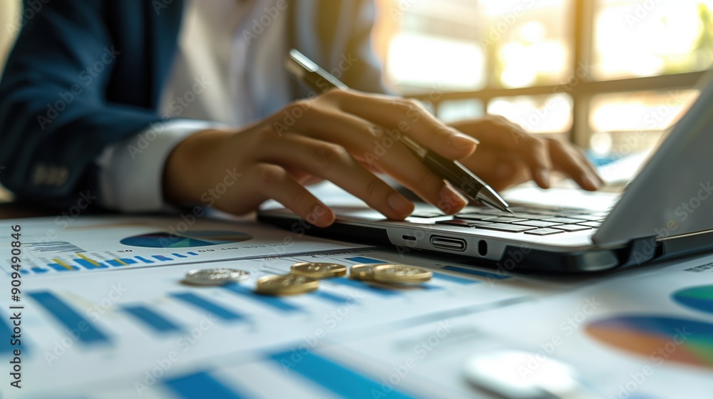 Finance and Investment Concept: Businessman Analyzing Market Data and Financial Graph Report Finance and Investment Concept: Businessman Analyzing Market Data and Financial Graph Report
