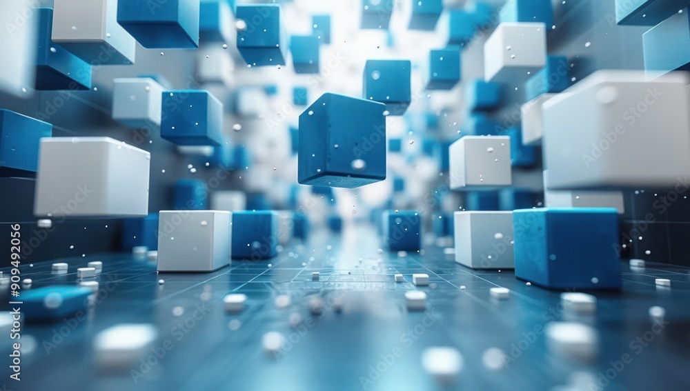Abstract 3D Rendering of Floating Cubes Abstract 3D Rendering of Floating Cubes