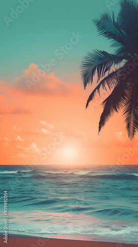 Wallpaper Mural digital sunset beach scene graphic poster background Torontodigital.ca