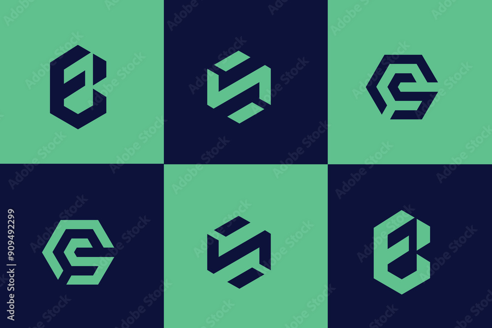 Set of minimalistic trendy shapes, chemistry hexagon molecules templates vector set Set of minimalistic trendy shapes, chemistry hexagon molecules templates vector set