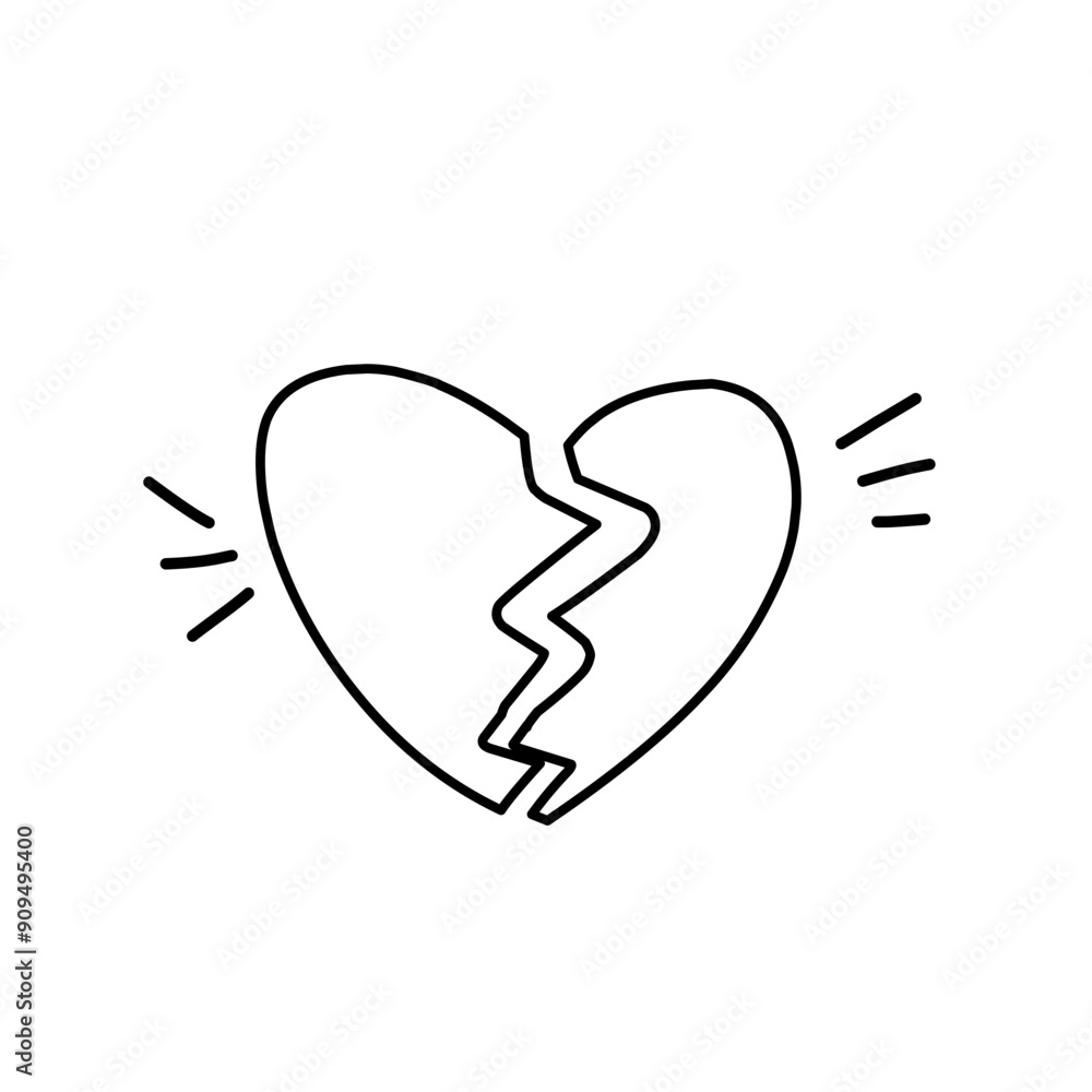 hand drawn broken heart hand drawn broken heart