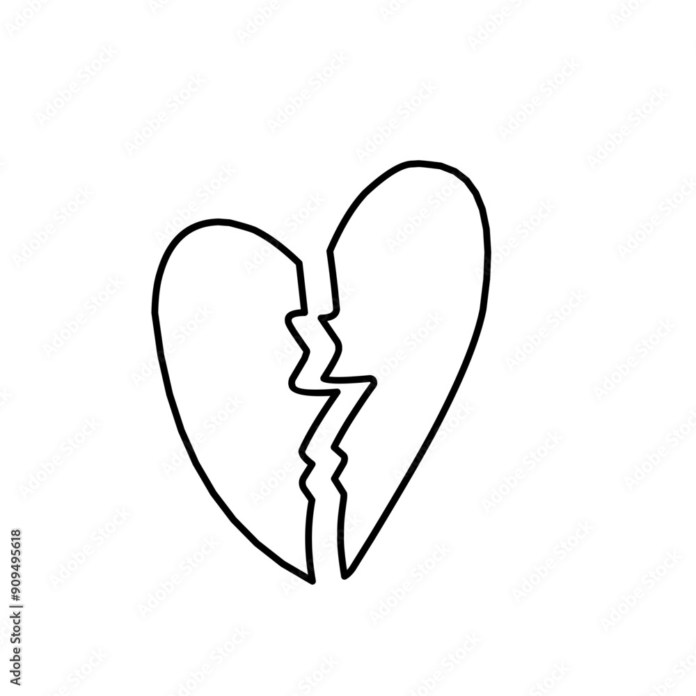 hand drawn broken heart hand drawn broken heart