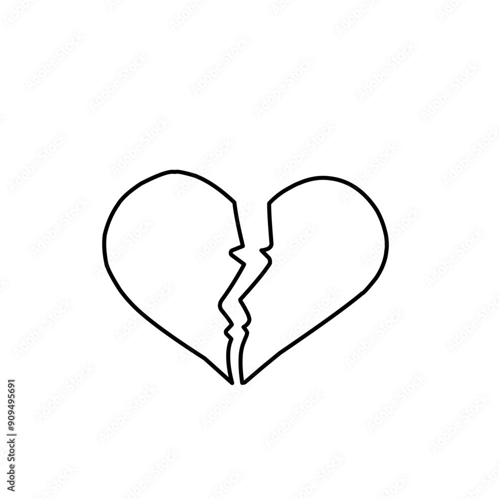hand drawn broken heart hand drawn broken heart