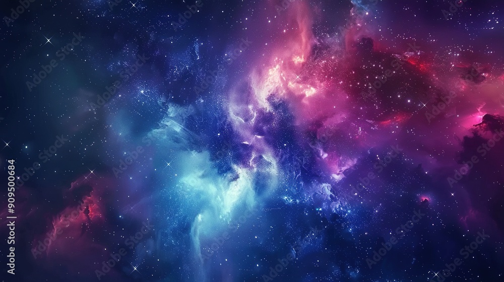 A vibrant cosmic nebula with swirling colors and scattered stars. A vibrant cosmic nebula with swirling colors and scattered stars.