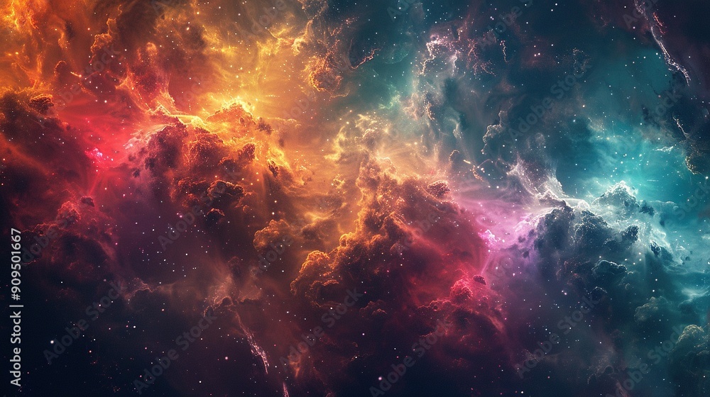 A Colorful Cosmic Nebula with Swirling Gas and Dust A Colorful Cosmic Nebula with Swirling Gas and Dust