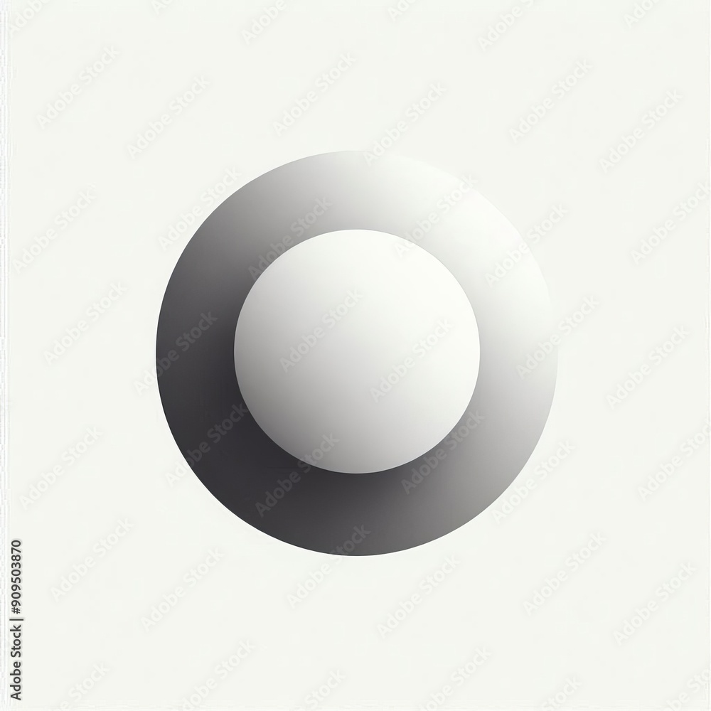 White and black round button, 3D illustration icon, shiny and blank, symbolizing technology and design White and black round button, 3D illustration icon, shiny and blank, symbolizing technology and design