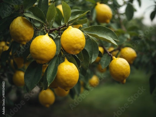 Lemon Ripe Lemons hanging on a lemon tree Growing Lemon