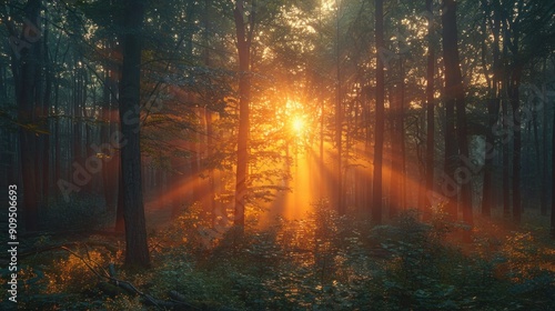 Majestic Sunrise in the Serene Forest