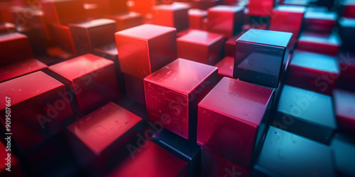 A Cluster of Red and Blue Cubes