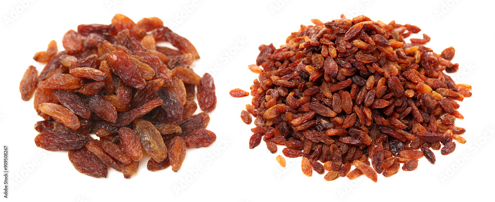 brown raisins on a white background brown raisins on a white background