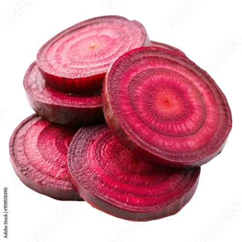 A pile of red beets cut into slices