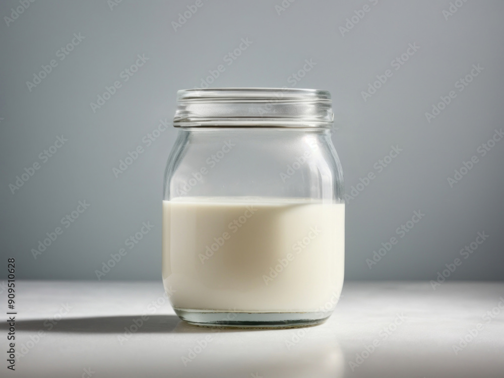 milk in a jar isolated on white room milk in a jar isolated on white room