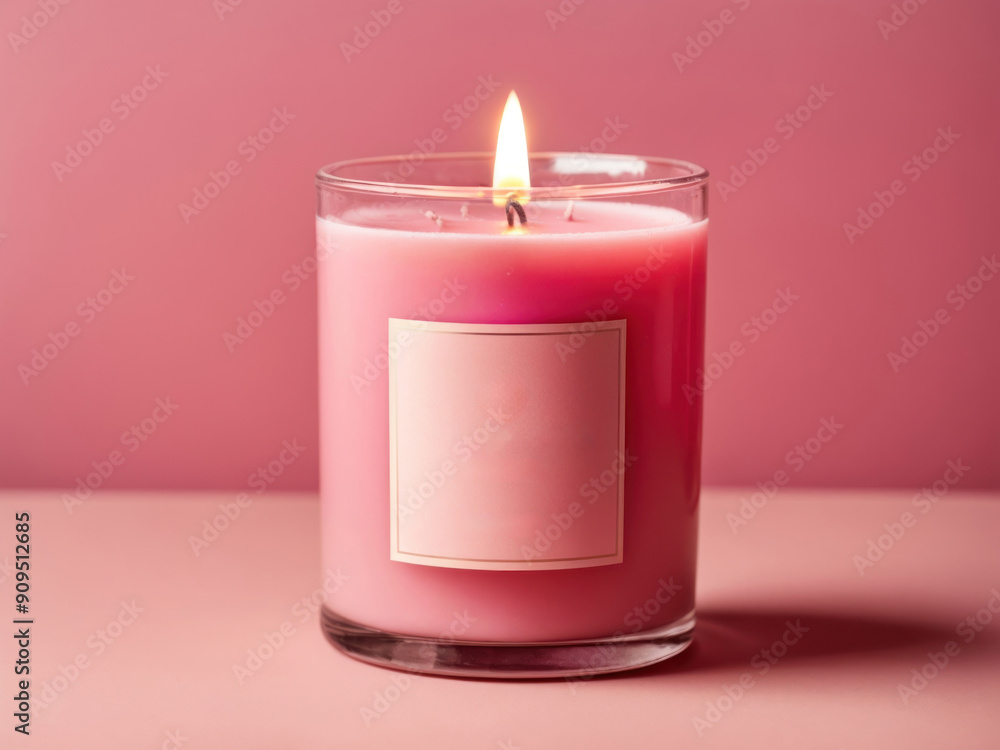 Mockup of a Pink Candle Placed on isolated pink background Mockup of a Pink Candle Placed on isolated pink background