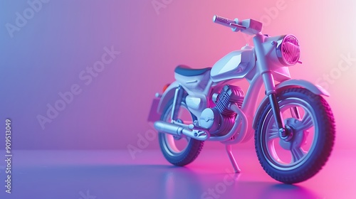 close up of toy mini bikeon pink and purple background