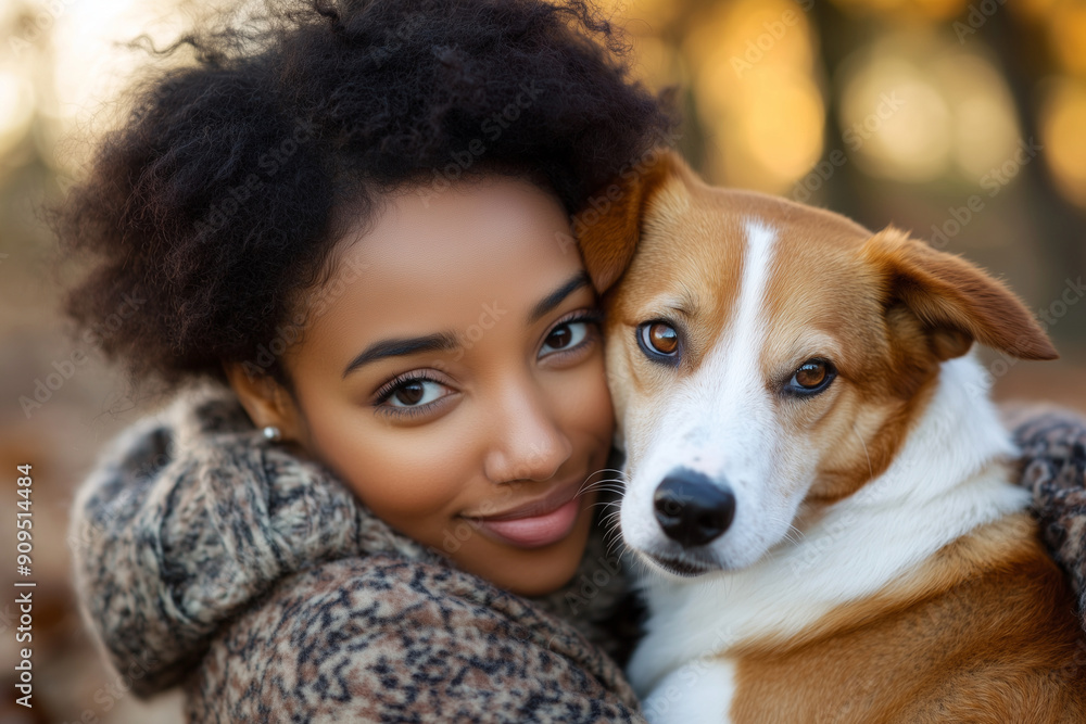 woman is hugging a dog with a brown and white coat woman is hugging a dog with a brown and white coat
