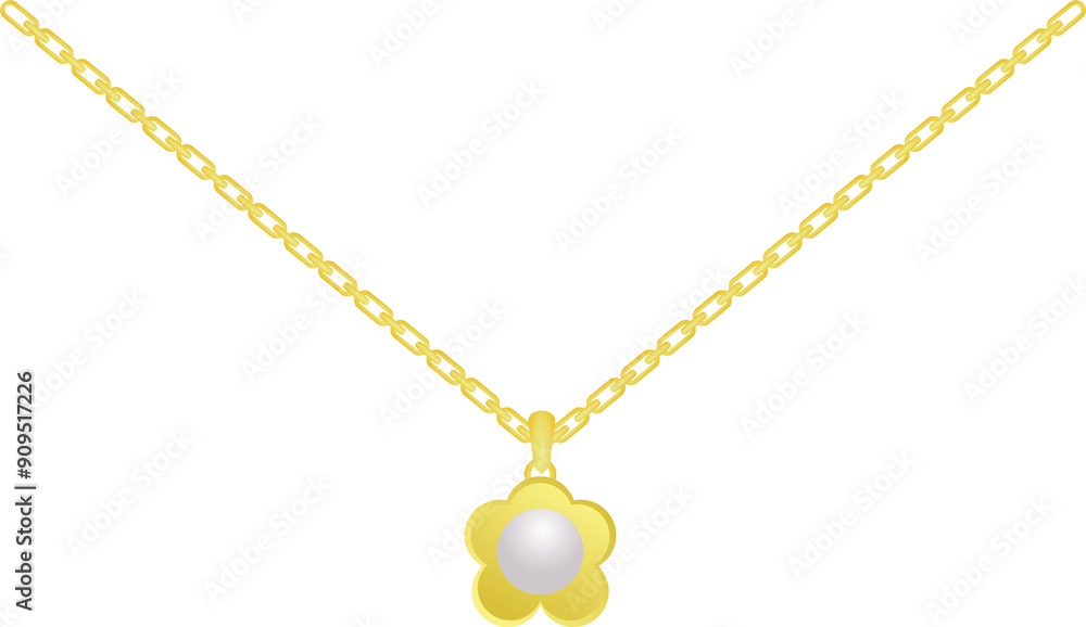 White pearl with flower gold necklace White pearl with flower gold necklace