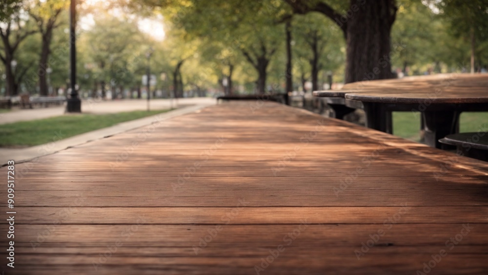 Golden Hour Rendezvous: An empty park bench awaits at sunrise, bathed in the warm glow of the golden hour, inviting you to a peaceful moment in nature. 