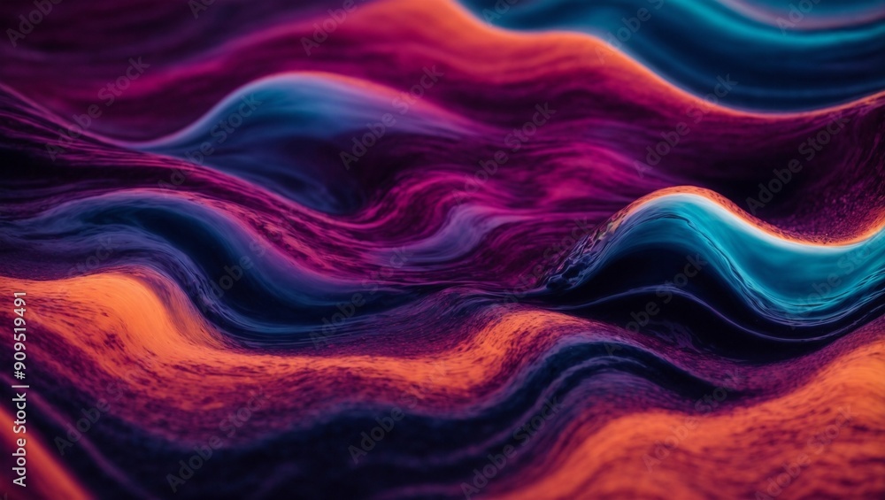 Obraz premium Abstract Swirls of Color: A mesmerizing abstract art piece that features an alluring interplay of vivid colors in a swirling, fluid pattern. The vibrant hues of purple, orange, blue, and teal create a