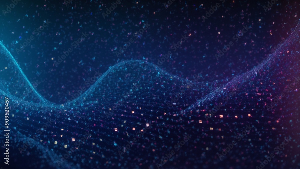 Digital Wave of Data: A mesmerizing flow of binary code forms a vibrant, abstract landscape, embodying the essence of digital information in a visually stunning way. Digital Wave of Data: A mesmerizing flow of binary code forms a vibrant, abstract landscape, embodying the essence of digital information in a visually stunning way.