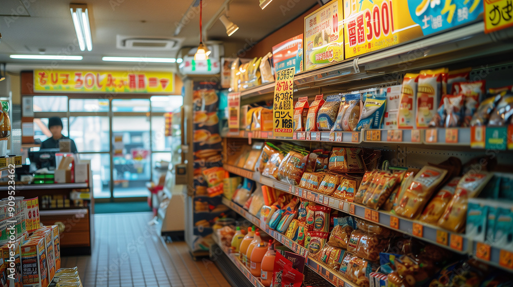 Busy Convenience Store Aisle Filled With Snacks and Beverages in the Afternoon Busy Convenience Store Aisle Filled With Snacks and Beverages in the Afternoon
