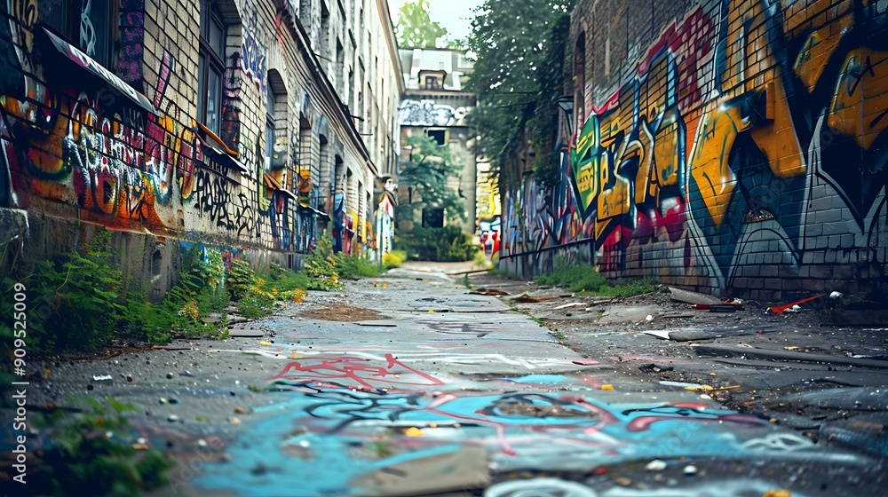 Obraz premium Street Art with Graffiti in Run-Down City Neighborhood