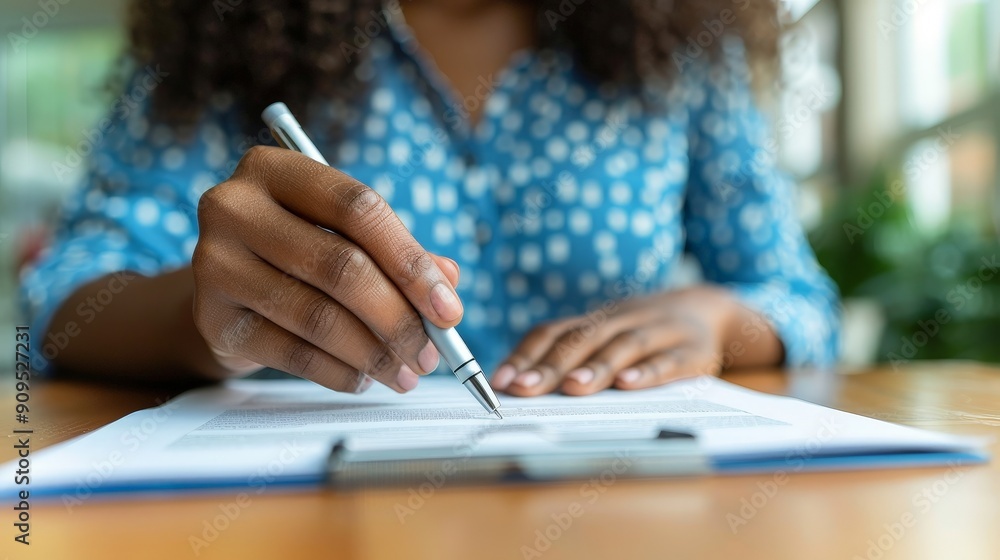A person applying for health insurance, securing their health needs A person applying for health insurance, securing their health needs