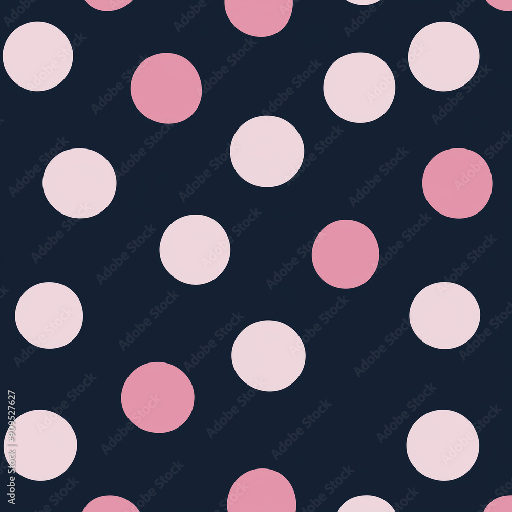 A seamless pattern of pastel pink dots on a dark blue background A seamless pattern of pastel pink dots on a dark blue background