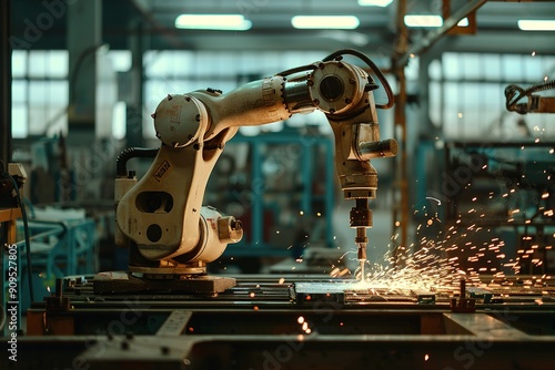 Robotic arm welding metal parts