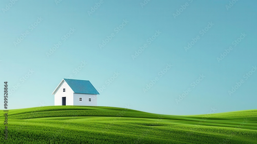 Sustainable barn, green roof, flat design illustration Sustainable barn, green roof, flat design illustration