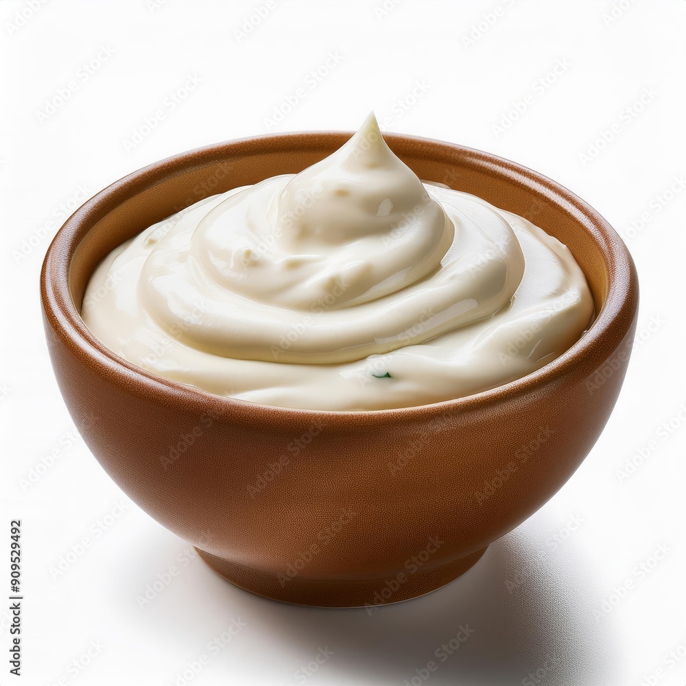 Sour cream in a bowl isolated on white background. Clipping Path Sour cream in a bowl isolated on white background. Clipping Path