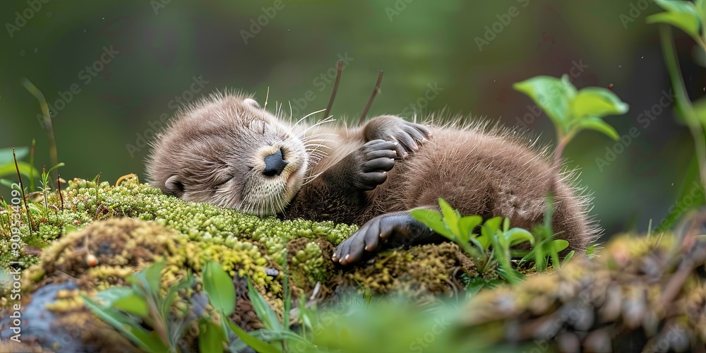 baby otter sleeping baby otter sleeping