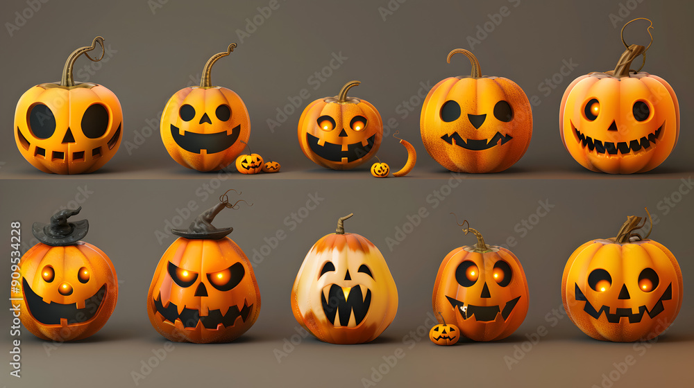 set of halloween pumpkins set of halloween pumpkins