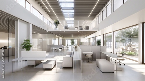 Tack-sharp photo of a flexible workspace  transformable furniture  collaborative atmosphere 
