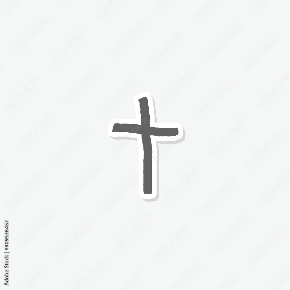Christian cross hand drawn icon sticker isolated on gray background Christian cross hand drawn icon sticker isolated on gray background