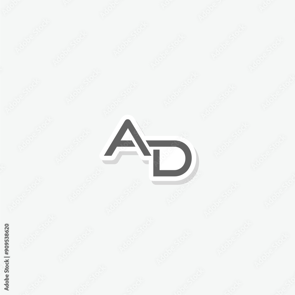Letter logo AD sticker isolated on gray background Letter logo AD sticker isolated on gray background