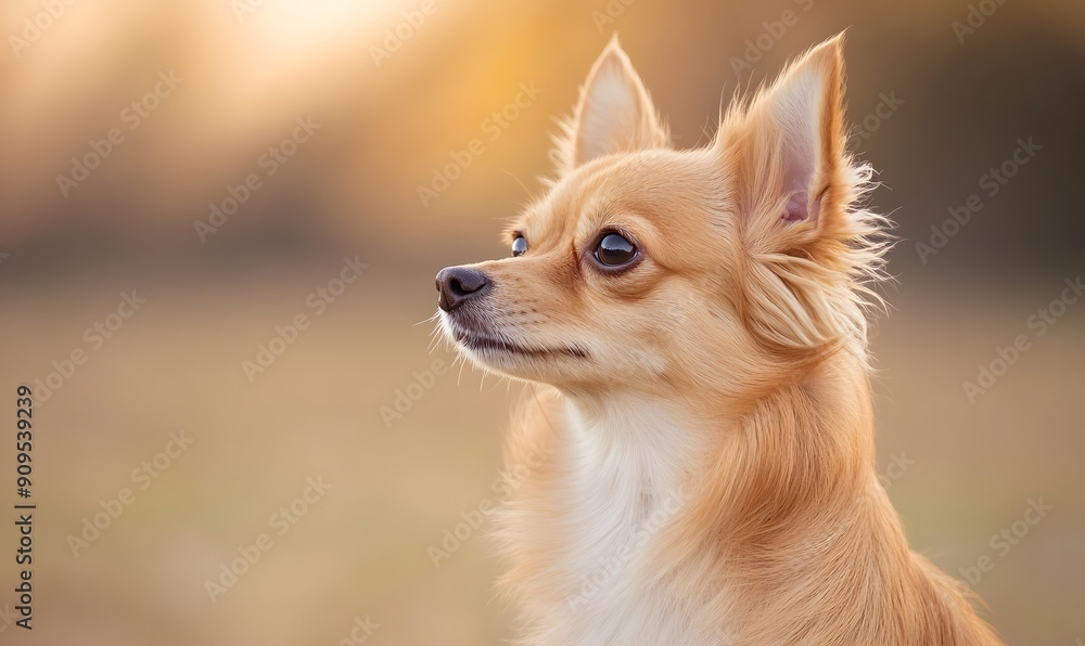 A profile shot of a long-haired Chihuahua, Generative AI A profile shot of a long-haired Chihuahua, Generative AI
