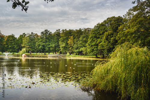Obraz na płótnie Pond in Local city park in Zelenogradsk. Russia w salonie