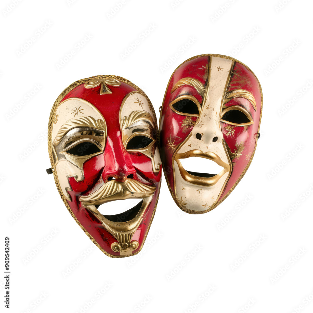 Comedy And Tragedy Masks, Isolated On A White Background Comedy And Tragedy Masks, Isolated On A White Background