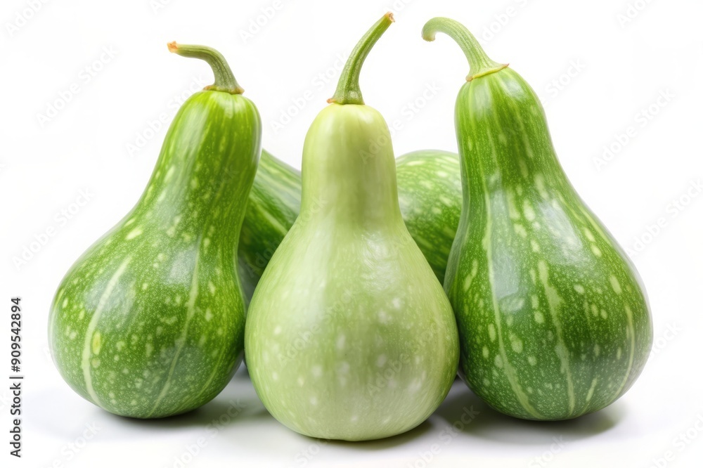 Green Calabash Gourds Isolated on White Background. Green Calabash Gourds Isolated on White Background.