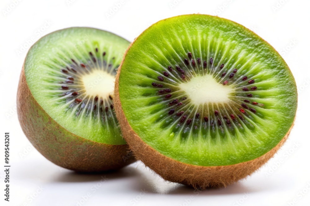 Freshly Cut Kiwi Fruit on White Background. Freshly Cut Kiwi Fruit on White Background.