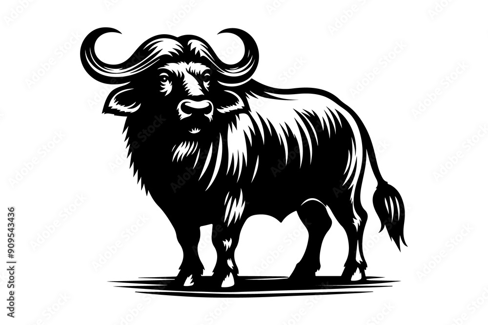 buffalo silhouette vector illustration isolated on transparent background - Generative AI buffalo silhouette vector illustration isolated on transparent background - Generative AI