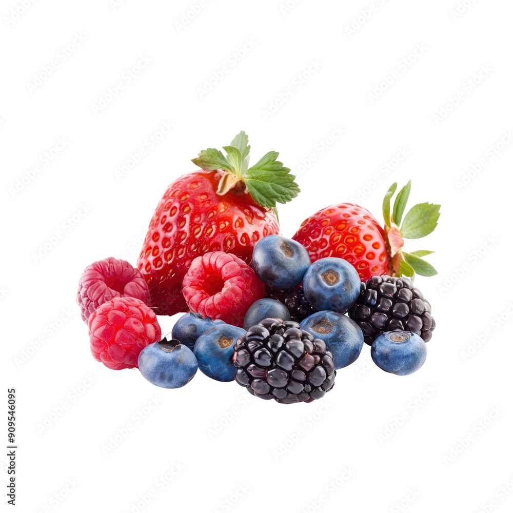 Mixed Berries Over A White Background Isolated On A White Background Mixed Berries Over A White Background Isolated On A White Background