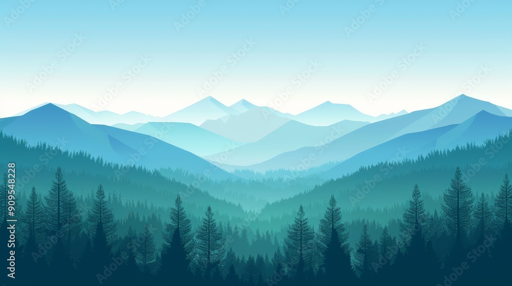 Obraz premium Scenic Mountain Landscape with Pine Forest