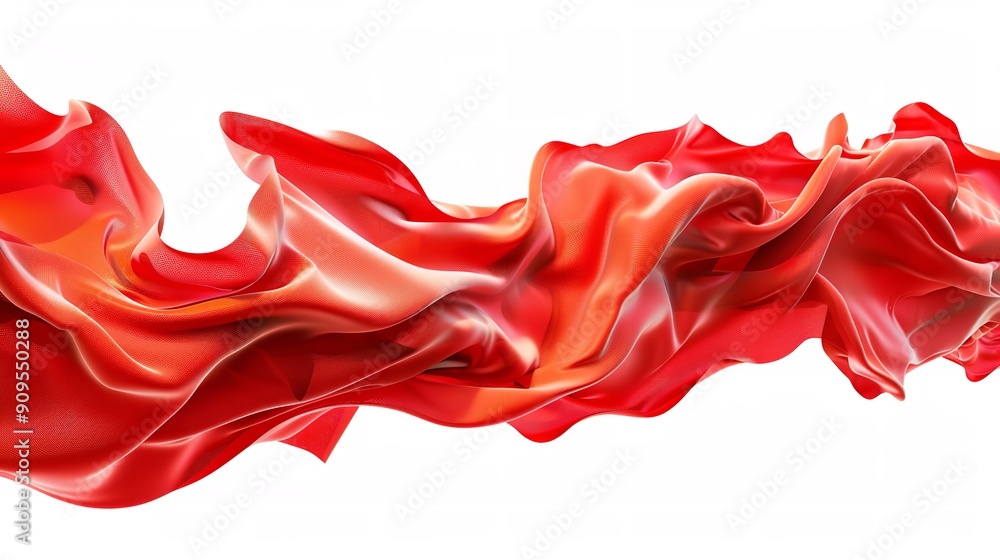 Fotografie Red fluid waving isolated in white background